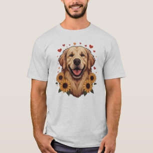 Gouden Retriever Hond Portret Bloemhartige Hond T-shirt