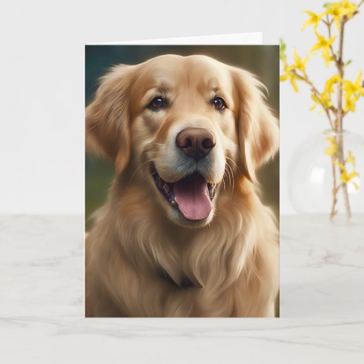 Gouden Retriever-hond Portret Lege Groet  Kaart (Gele Bloem)