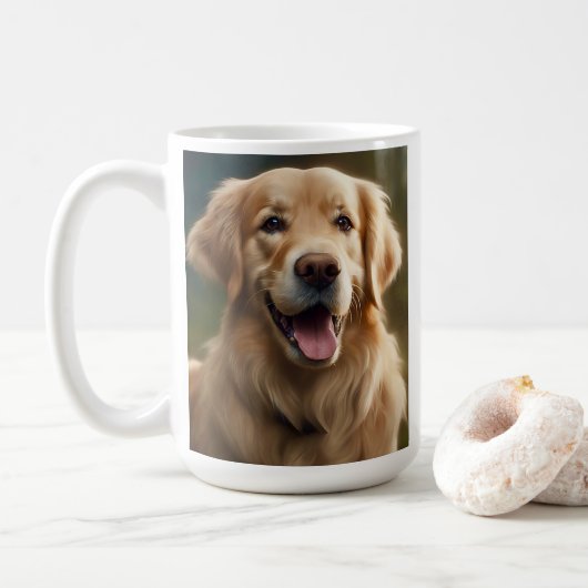 Gouden Retriever Hond Portret Pose Koffiemok (Met donut)