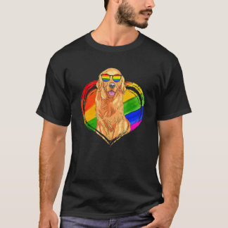 Gouden Retriever Hond Regenboog Hart Huisdier Ga T-shirt