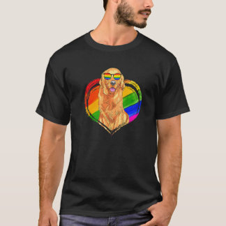 Gouden Retriever Hond Regenboog Hart Huisdier Gay T-shirt