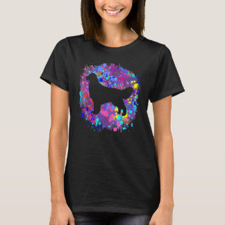 Gouden Retriever Hond Roze Waterverf Spat Kunst T-shirt