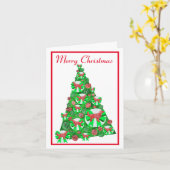 Gouden Retriever Hond Silhouet Kerstboom Kaart (Gele Bloem)