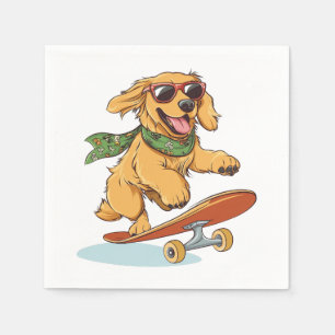 Gouden Retriever-hond Skateboarden Servet