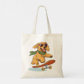Gouden Retriever Hond Skateboarden Tote Bag (Achterkant)