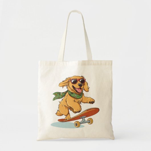 Gouden Retriever Hond Skateboarden Tote Bag (Voorkant)