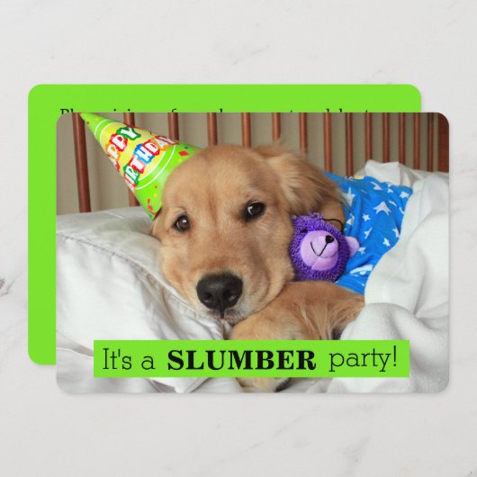 Gouden Retriever Hond Slaapfeestje Slaapfeest Kaart (Voorkant / Achterkant)