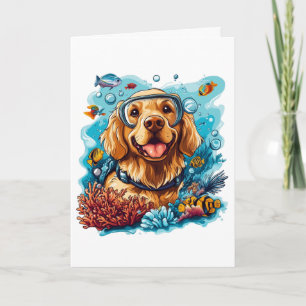 Gouden Retriever Hond Snorkelt Koraalrif Kaart
