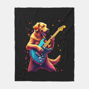 Gouden Retriever-hond speelt elektrische gitaar Ro Fleece Deken