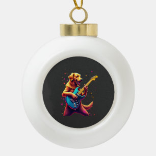 Gouden Retriever-hond speelt elektrische gitaar Ro Keramische Bal Ornament