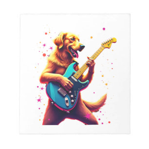 Gouden Retriever hond speelt elektrische gitaar Ro Notitieblok