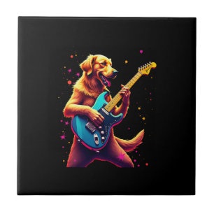Gouden Retriever-hond speelt elektrische gitaar Ro Tegeltje