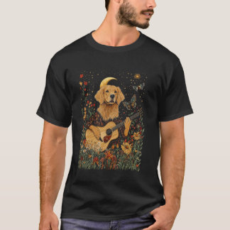 Gouden Retriever-hond speelt gitaar Cottagecore Ae T-shirt