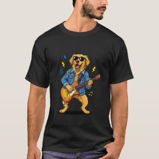 Gouden Retriever Hond Speelt Gitaar Leuke Muziek L T-shirt