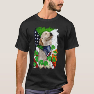 Gouden Retriever Hond Trots En Amerikaanse Vlag Pa T-shirt
