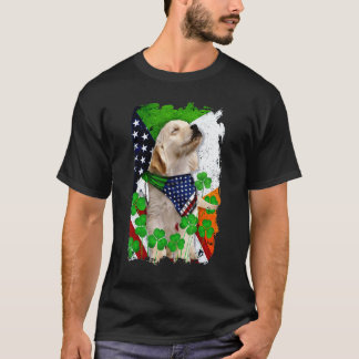 Gouden Retriever Hond Trots En Amerikaanse Vlag Pa T-shirt