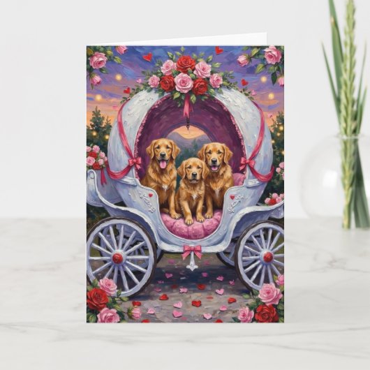 Gouden Retriever Hond Valentijnsdag Kaart (Voorkant)
