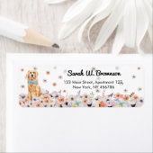 Gouden Retriever hond vlinderdas en lente bloemen Etiket (Insitu)