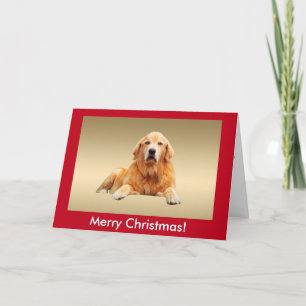 Gouden Retriever Hond Water Art Schilderij Kerstmi Feestdagen Kaart