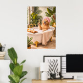 Gouden Retriever-hondbadposter, Grappige dierenspa Poster (Thuiskantoor)