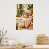 Gouden Retriever-hondbadposter, Grappige dierenspa Poster (Keuken)
