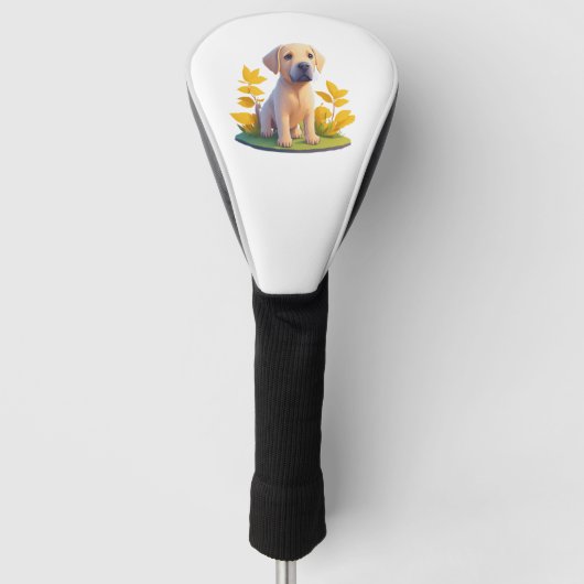Gouden Retriever Honden Cute Digitale Chibi Golfheadcover (Voorkant)