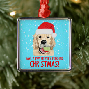 Gouden Retriever Honden Keramische Kerst Ornament, Metalen Ornament