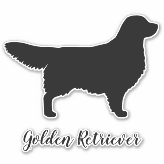Gouden Retriever Honden Silhouet Vinyl Sticker (Voorkant)