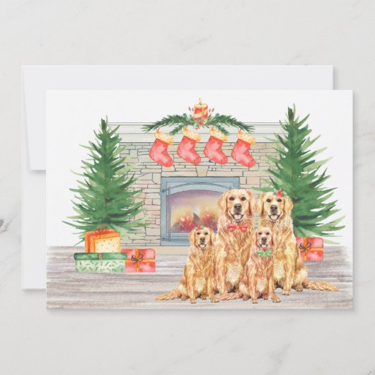 Gouden Retriever Hondenliefhebber Kerstmis Feestdagenkaart (Voorkant)