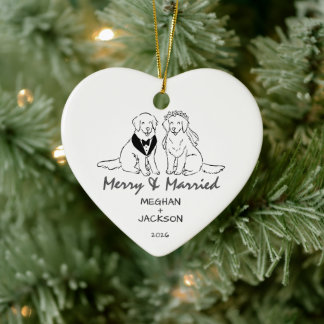 Gouden Retriever Huwelijksornament Keramisch Ornament