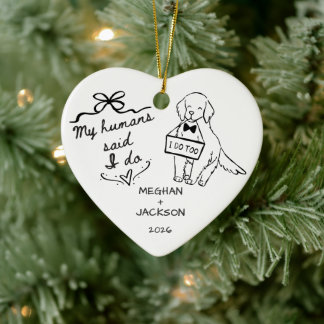 Gouden Retriever Huwelijksornament Keramisch Ornament
