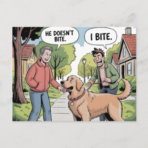Gouden Retriever Ik Bijt Grappige Cartoon Briefkaart