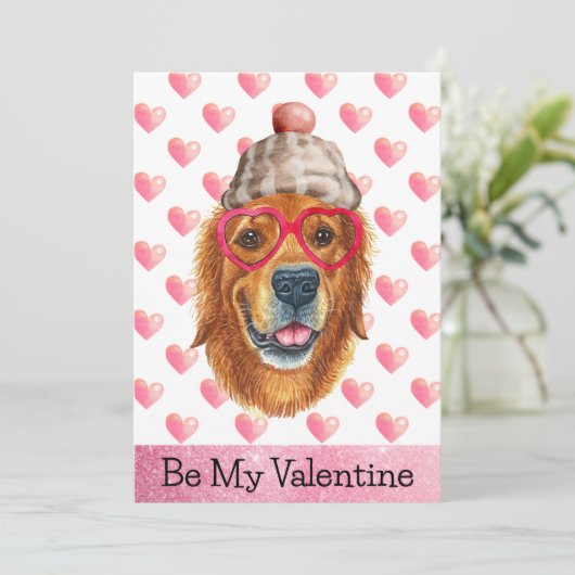 Gouden Retriever Ik Hou van Jou Hond Valentijnsdag Feestdagenkaart (Staand voorkant)