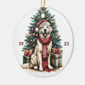 Gouden Retriever Illustratie Kerstboom Decor Keramisch Ornament (Links)