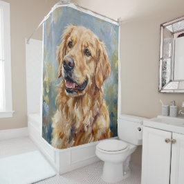 Gouden Retriever Impressionistische Kunst Douchego Douchegordijn