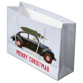 Gouden Retriever In Auto met Kerstboom Groot Groot Cadeauzakje (Voorkant Gekanteld)