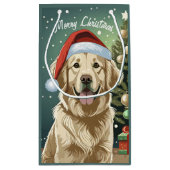 Gouden Retriever in een kerstmuts Klein Cadeauzakje (Achterkant)
