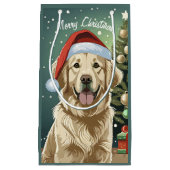 Gouden Retriever in een kerstmuts Klein Cadeauzakje (Voorkant)