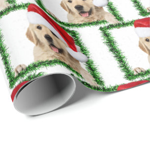 Gouden Retriever in groen linten frame Cadeaupapier