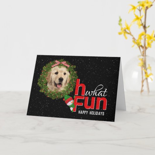 Gouden Retriever in Kerstkrans Kaart (Gele Bloem)
