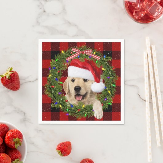 Gouden Retriever in Kerstkrans Servet (Insitu)