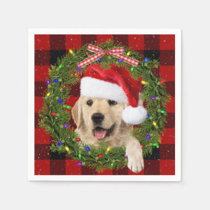 Gouden Retriever in Kerstkrans Servet