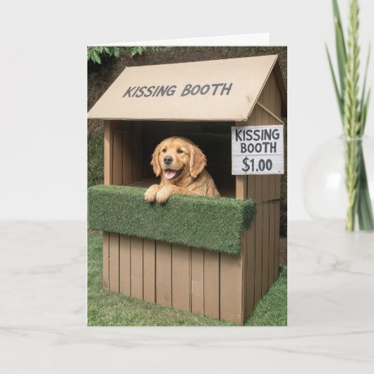 Gouden Retriever In Kissing Booth Kaart (Voorkant)