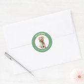 Gouden Retriever in rode en groene kerstsjaal Ronde Sticker (Envelop)