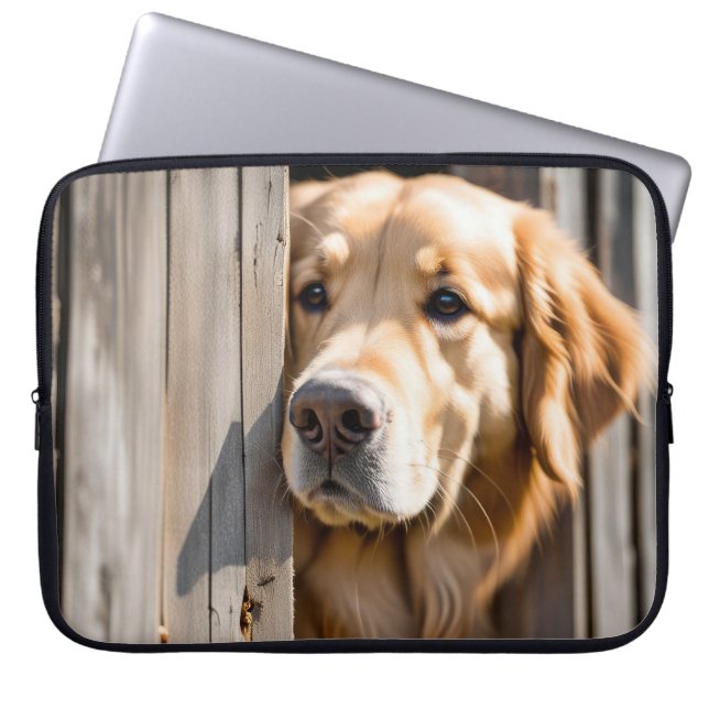 Gouden Retriever in schuurdeur Laptop Sleeve (Voorkant)