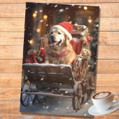 Gouden Retriever in Sleigh 1 Decoupage Papier