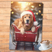 Gouden Retriever in Sleigh 2 Decoupage papier
