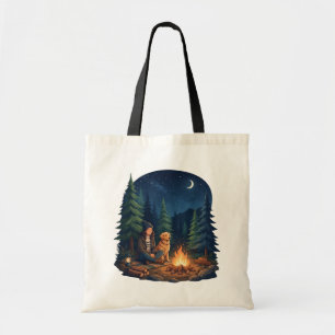 Gouden Retriever Kampeer Kampvuur Boodschappentas  Tote Bag