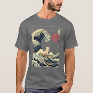 Gouden Retriever Kanagawa Japanse Surfing Golf bo T-shirt