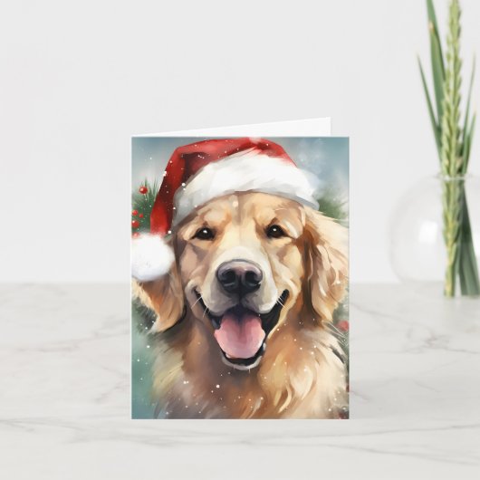 Gouden Retriever Kerst borstel schilderij kunstwer Kaart (Voorkant)